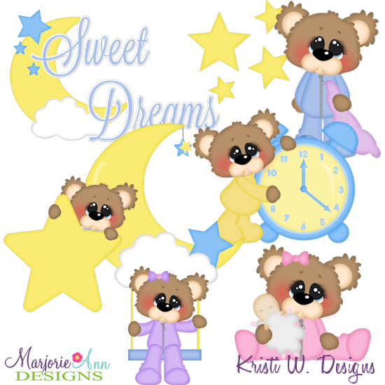 Bubbles The Bear Sweet Dreams SVG Cutting Files Includes Clipart - Click Image to Close
